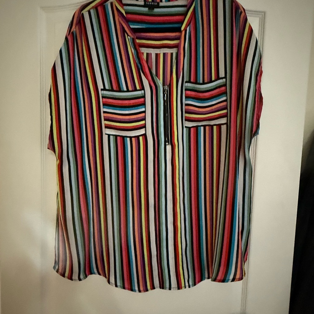Torrid Red and Black Short Sleeve Boxy Blouse